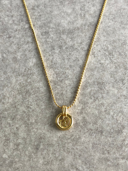 Christian Dior CD Logo Necklace Gold Vintage vppx7b