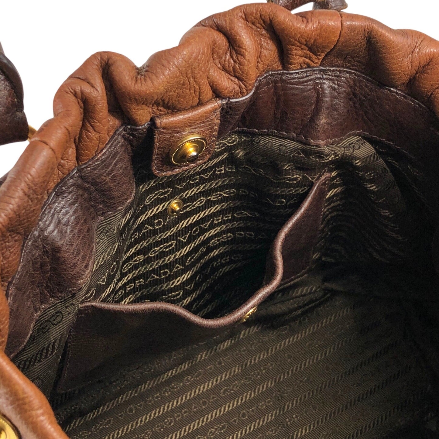 PRADA Logo  Handbag Totebag Brown Vintage  2ssadw