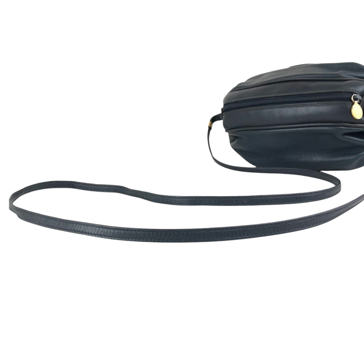GUCCI Logo Embossed Shoulder bag Navy Vintage e4surv