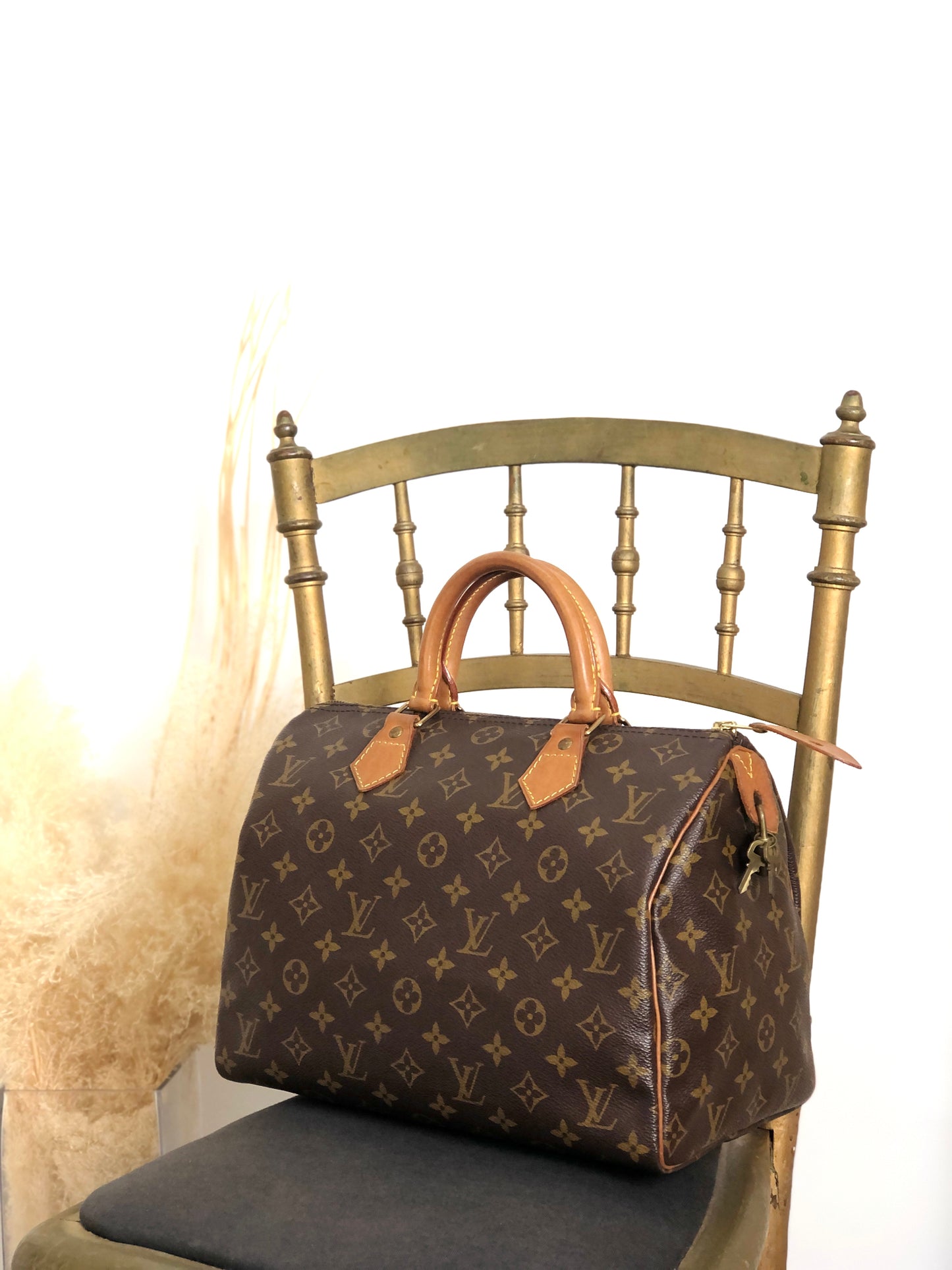 LOUIS VUITTON Monogram Boston bag Handbag Brown Vintage ancjxg