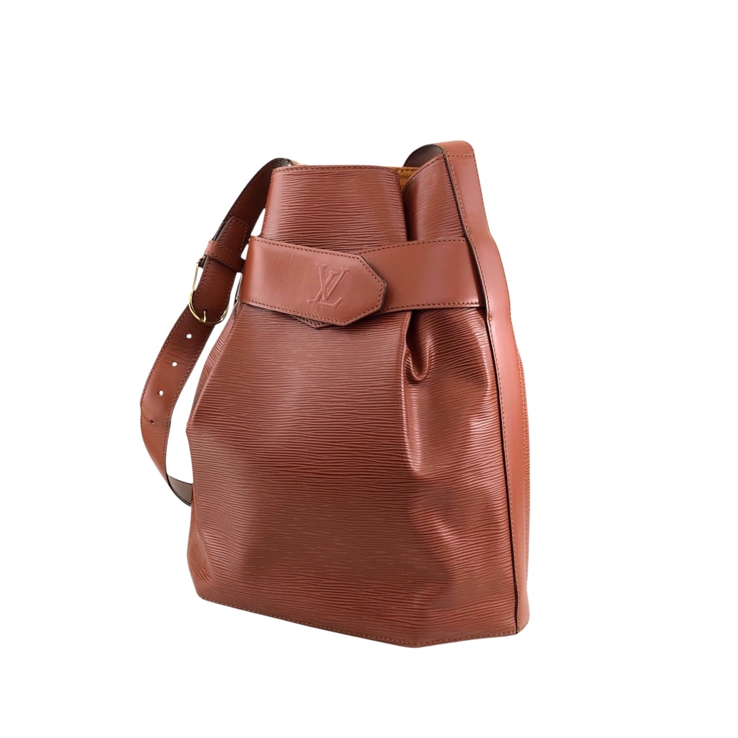 LOUIS VUITTON Epi Drawstring Shoulder bag Brown Vintage 7sxwmb