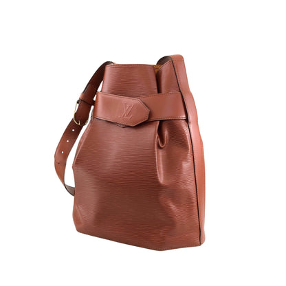 LOUIS VUITTON Epi Drawstring Shoulder bag Brown Vintage 7sxwmb