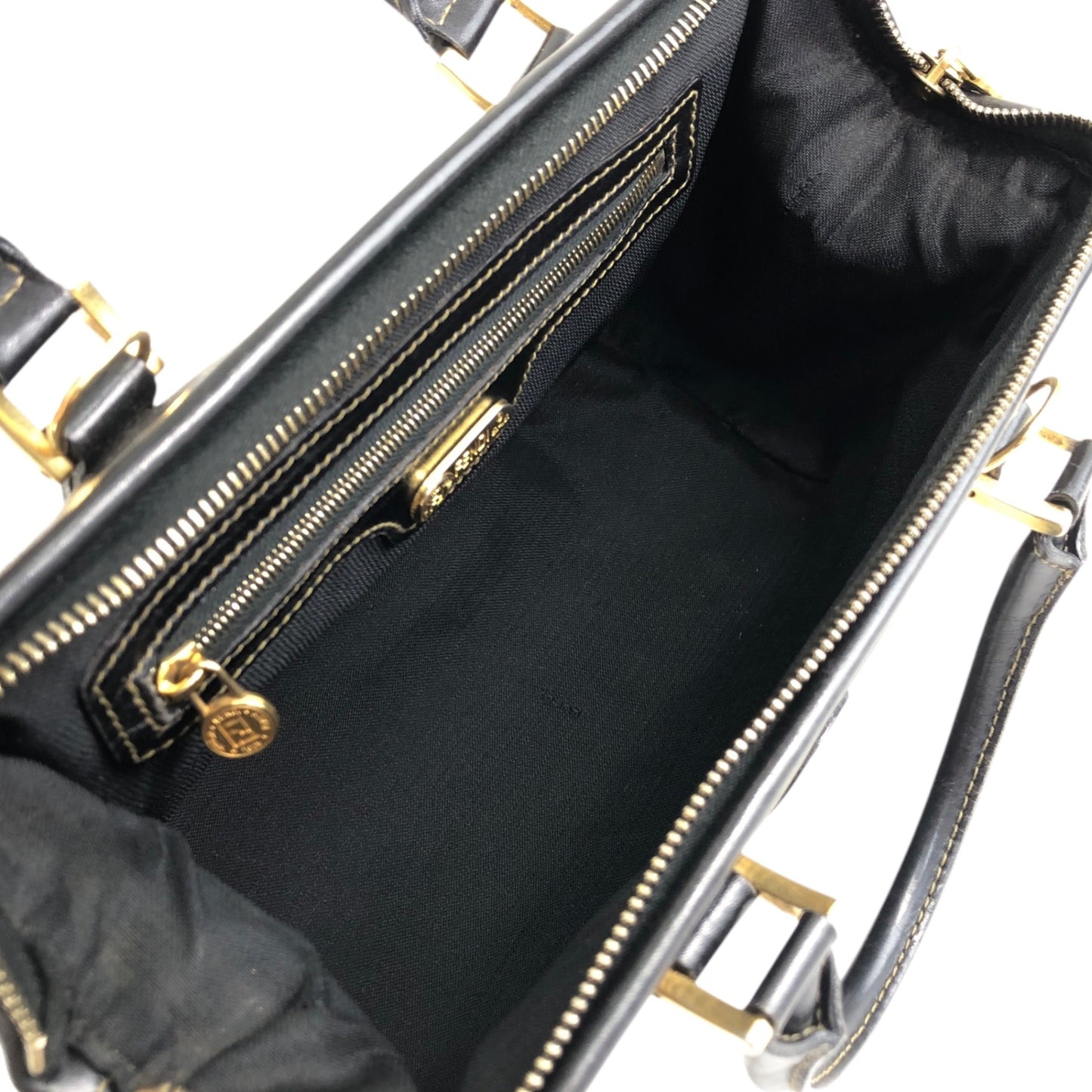 FENDI Pecan Two-way Handbag Shoulder bag Black Vintage tyz7ma