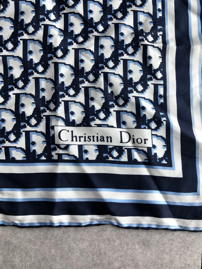 Christian Dior Trotter SILK Scarf Blue Vintage ev6t35