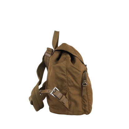 PRADA Triangle Logo Double Pocket Backpack Brown Vintage rne3iv