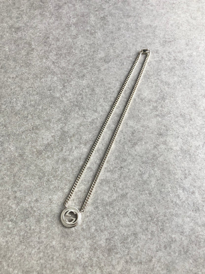 GUCCI Interlocking SILVER925 Necklace Silver Vintage xb5u2r