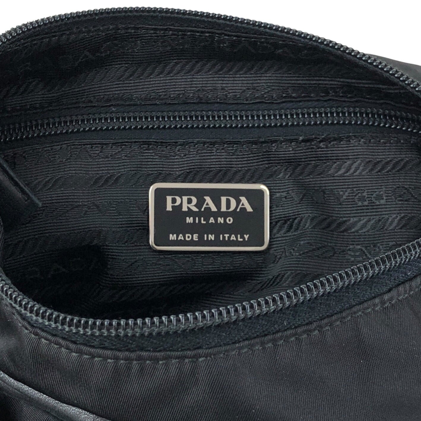 PRADA Tessuto Triangle Logo Shoulder bag Hobobag Black Vintage psffyn