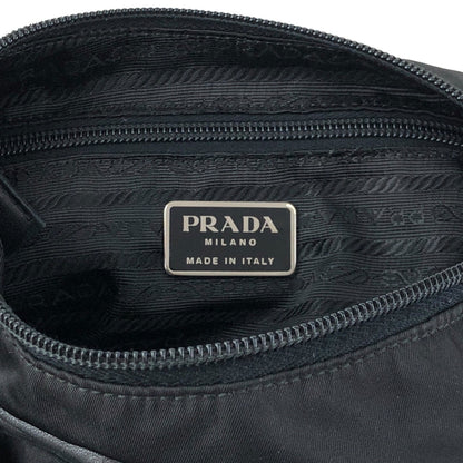 PRADA Tessuto Triangle Logo Shoulder bag Hobobag Black Vintage psffyn