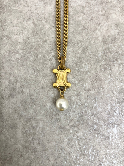 CELINE Blason Necklace Gold Vintage v6ajm5