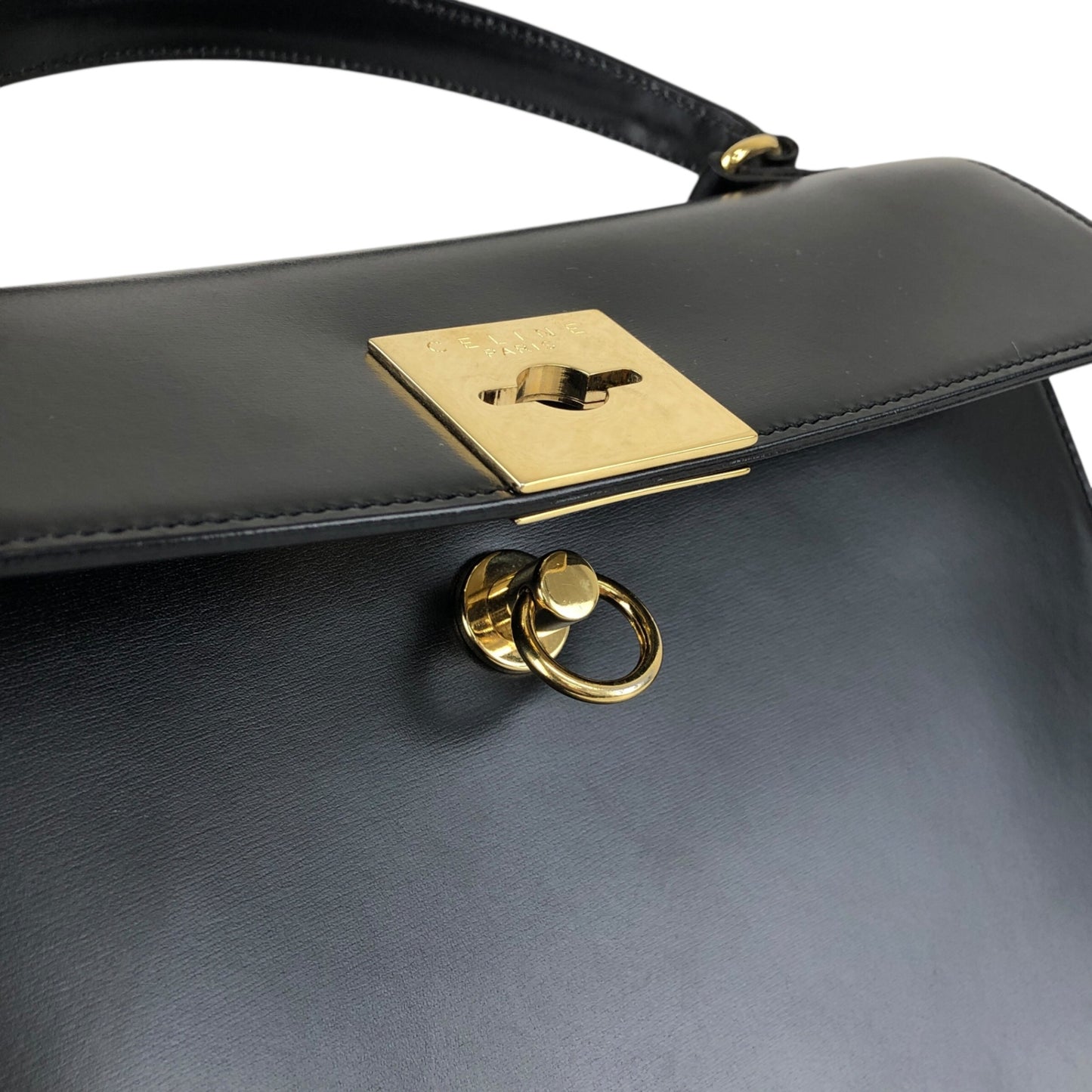 CELINE Gancini Handbag Black Vintage rtifa3