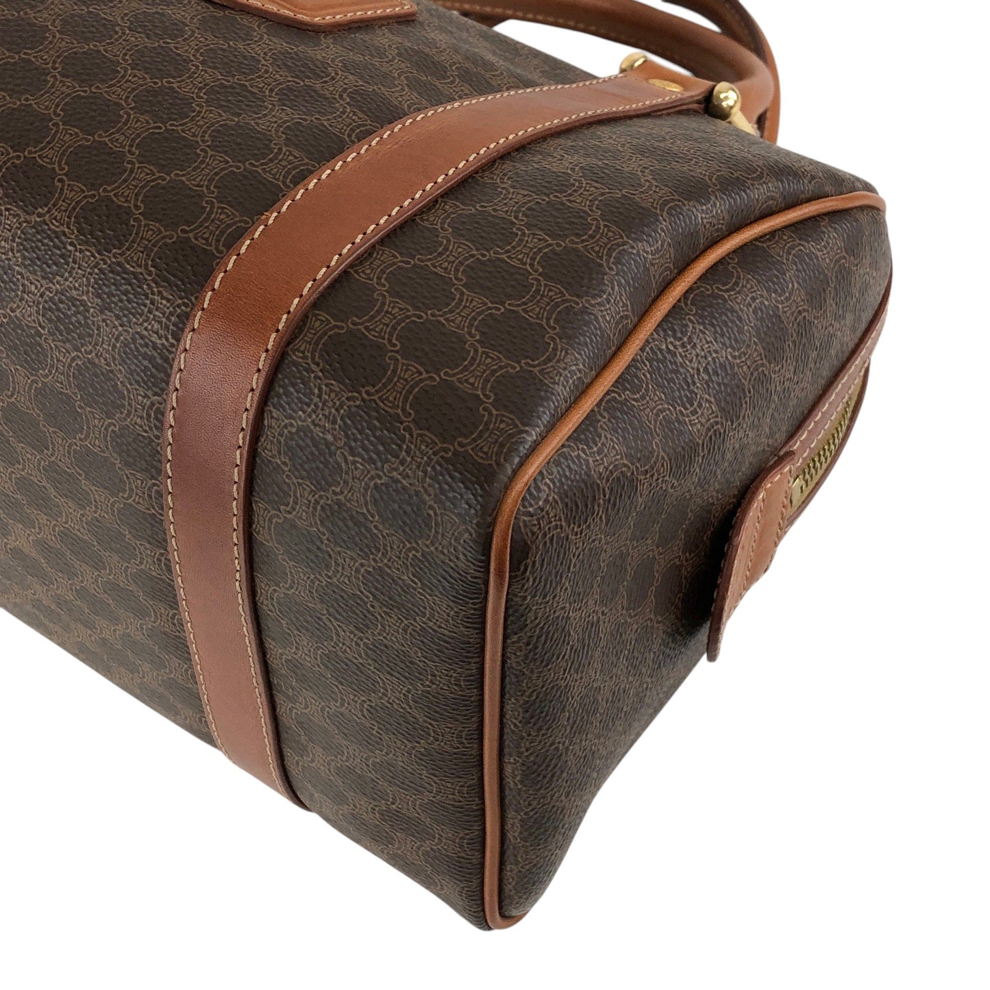 CELINE Macadam Blason Handbag Boston bag Brown Vintage ikwctp