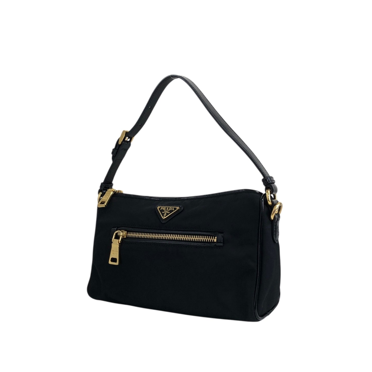 PRADA Tessuto Triangle Logo Small Handbag Black Vintage 6tgg77