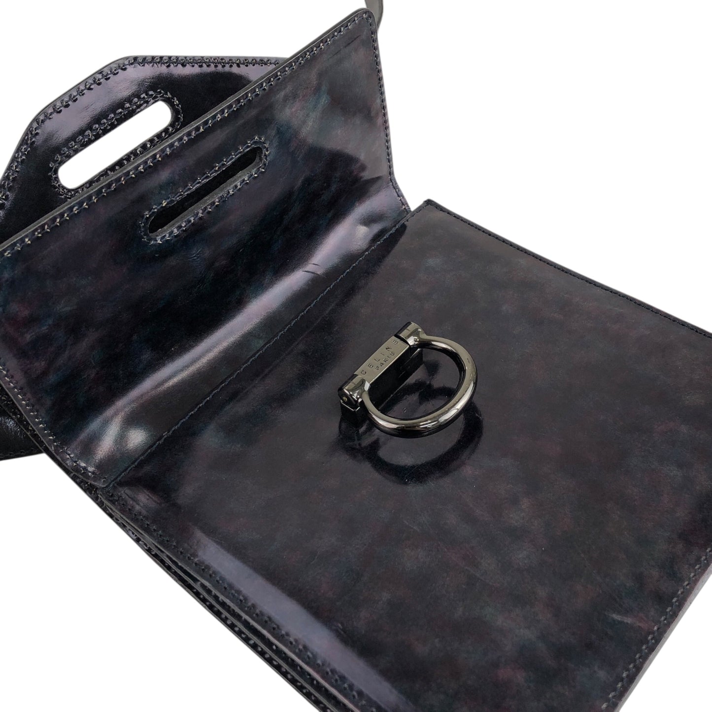 CELINE Gancini Double Flap Shoulder bag Purple Vintage m53hi7