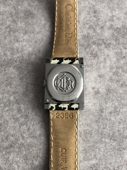 Christian Dior Cannage Quartz Watch Black×White Vintage jw4b2h