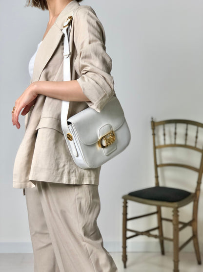 CELINE Horse Carriage Shoulder bag White Vintage tj6jzj