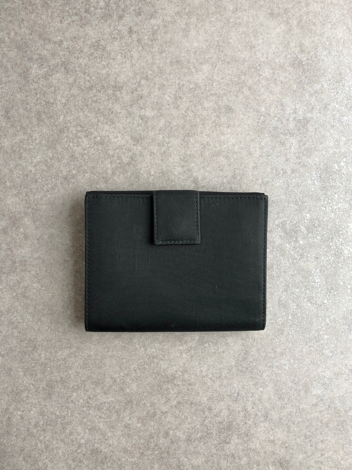 PRADA Tessuto Triangle Logo Folded Wallet Black Vintage 5se6i2