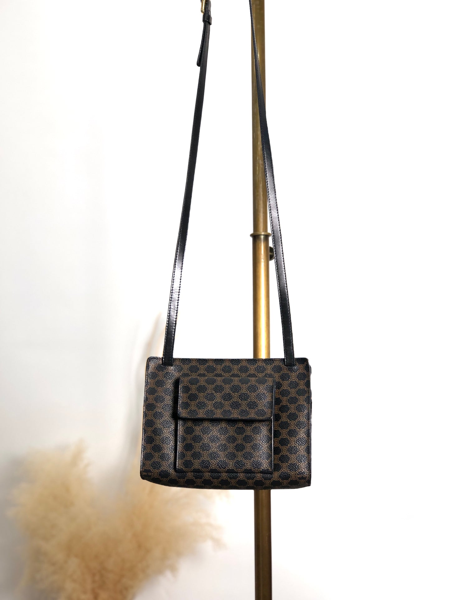 CELINE Macadam Shoulder bag Black Vintage dwm48m