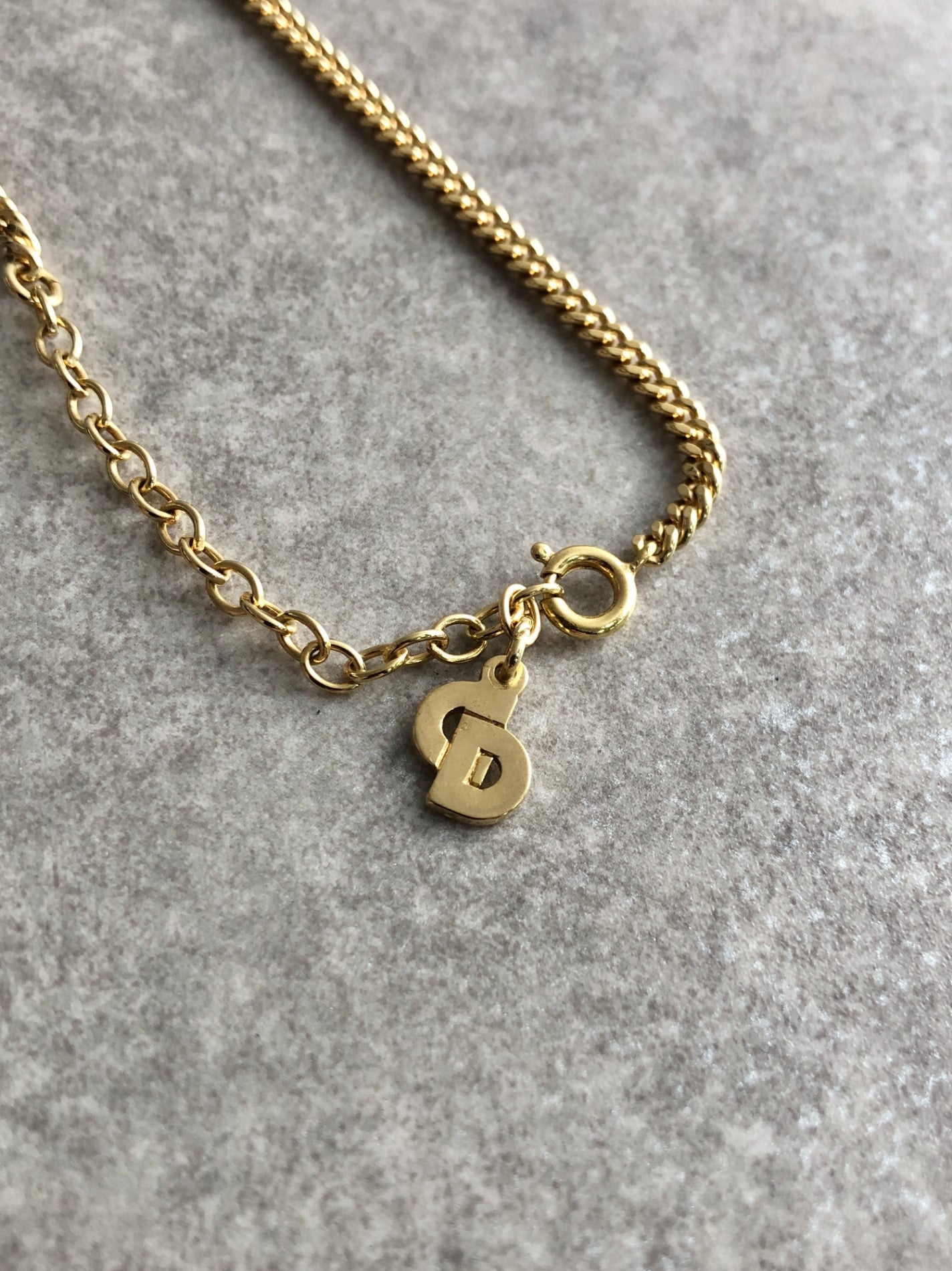Christian Dior Logo Motif Necklace Gold Vintage 2s45hh