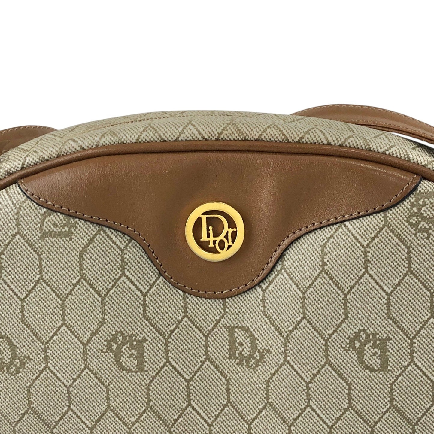 Christian Dior Honeycomb Pattern Logo Shoulder bag Beige Vintage ehuk2a
