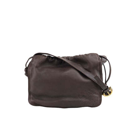 LOEWE Anagram Drawstring Shoulder bag Brown Vintage pykteg