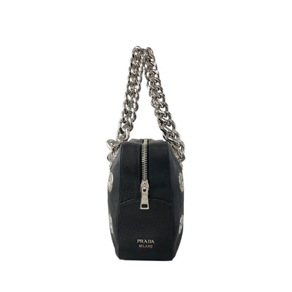 PRADA Logo Chain Handbag Black Vintage iubjy2
