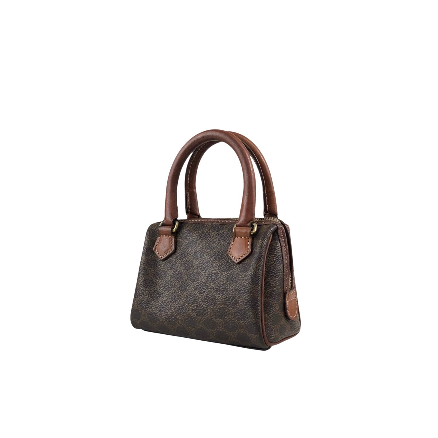 CELINE Macadam Two-way Small Boston bag Shoulder bag Brown Vintage bnscrs