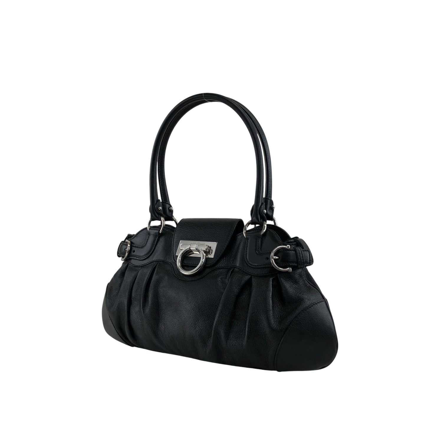 Salvatore Ferragamo Gancini Handbag Black Vintage mfbzax