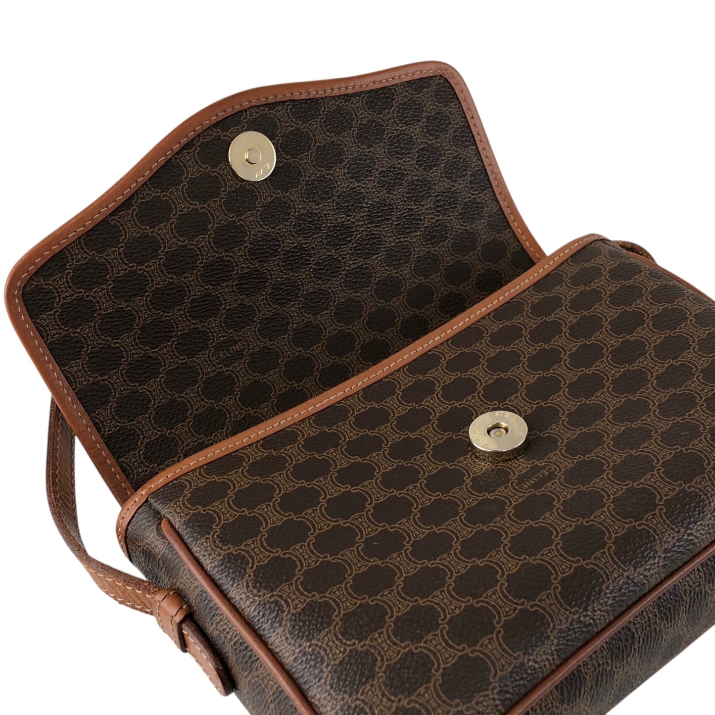 CELINE Macadam Blason Shoulder bag Brown Vintage 2mumnz