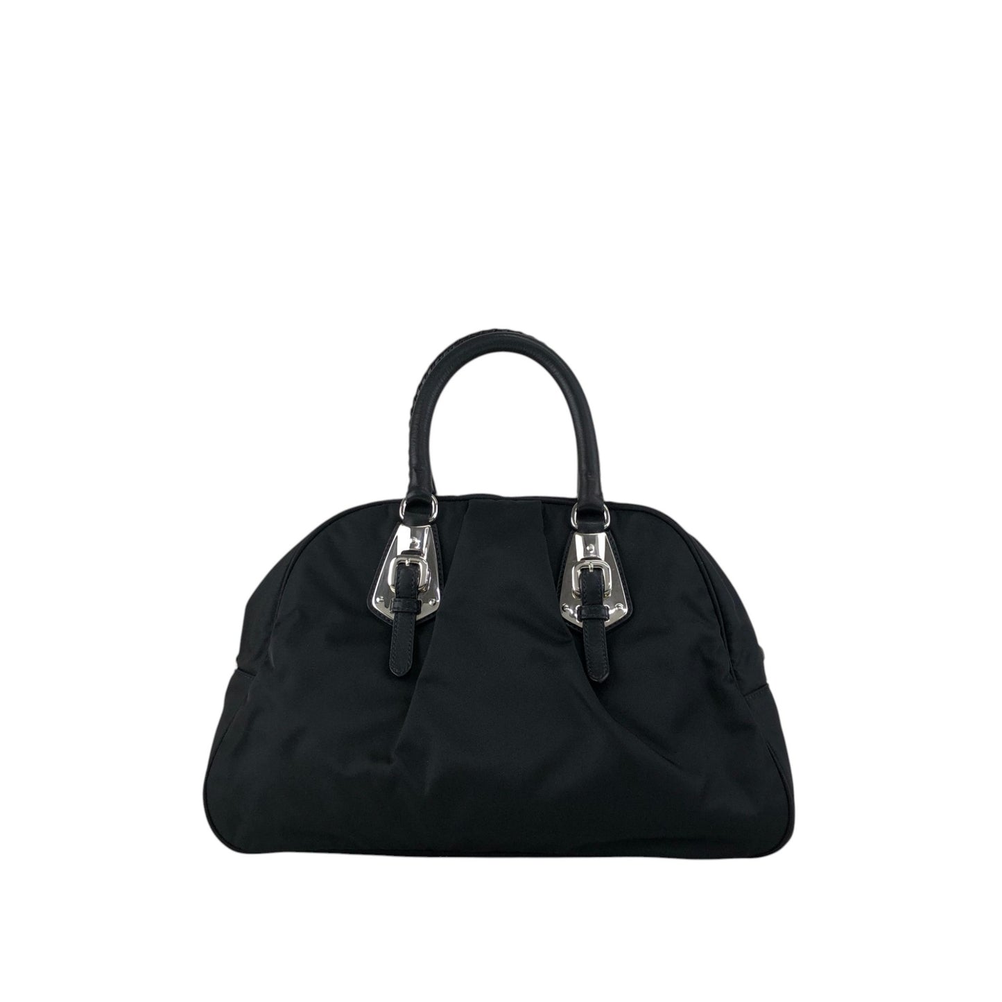 PRADA Logo Boston bag Handbag Black Vintage jipcs2