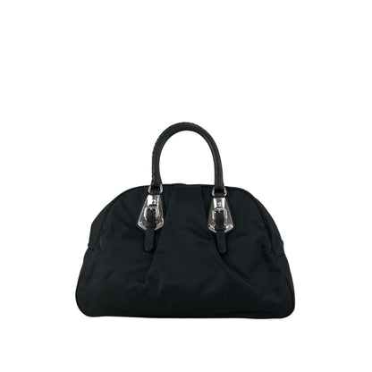 PRADA Logo Boston bag Handbag Black Vintage jipcs2