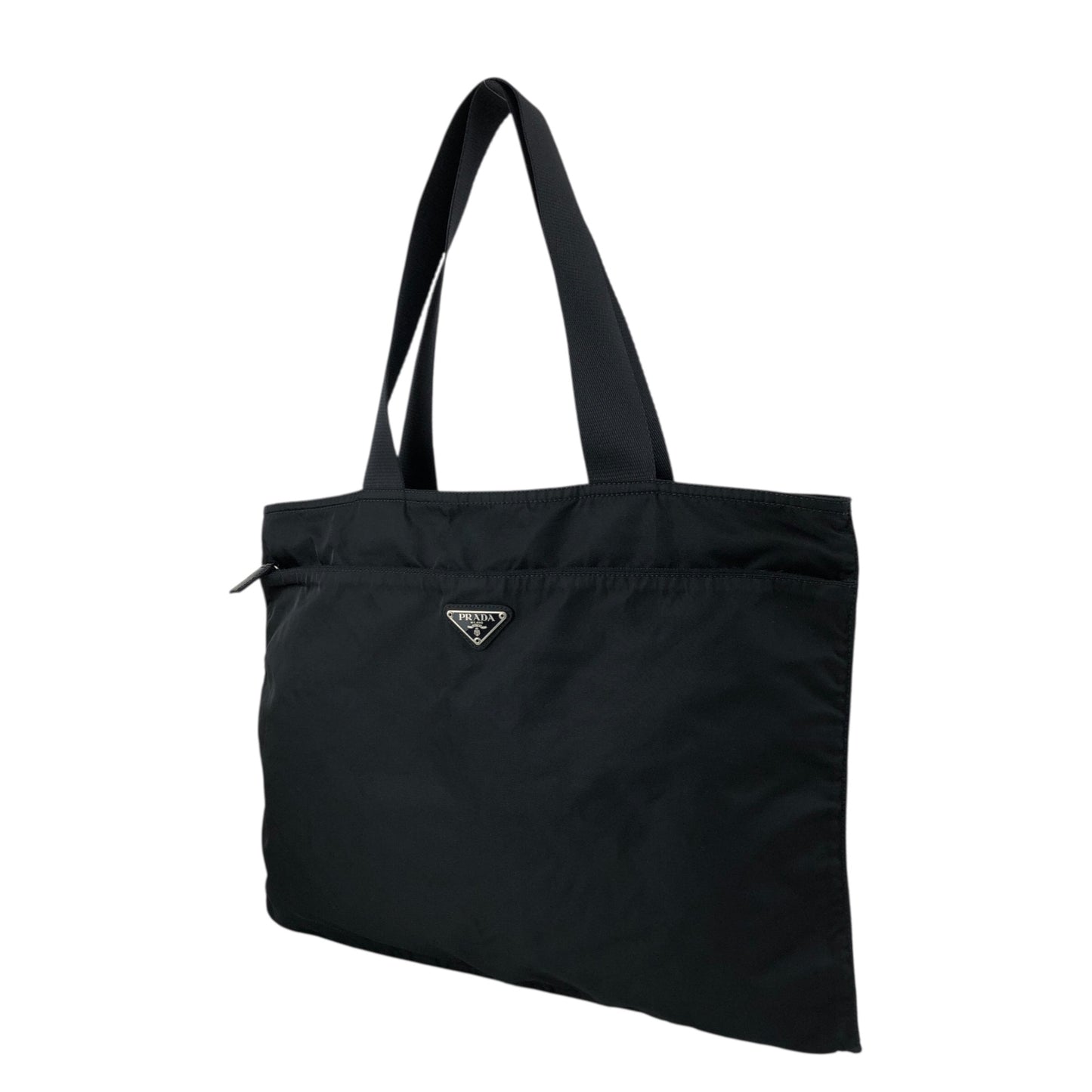 PRADA Tessuto Triangle Logo Totebag Black Vintage gc7j3j
