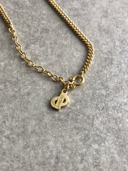 Christian Dior Logo Motif Necklace Gold Vintage 2s45hh