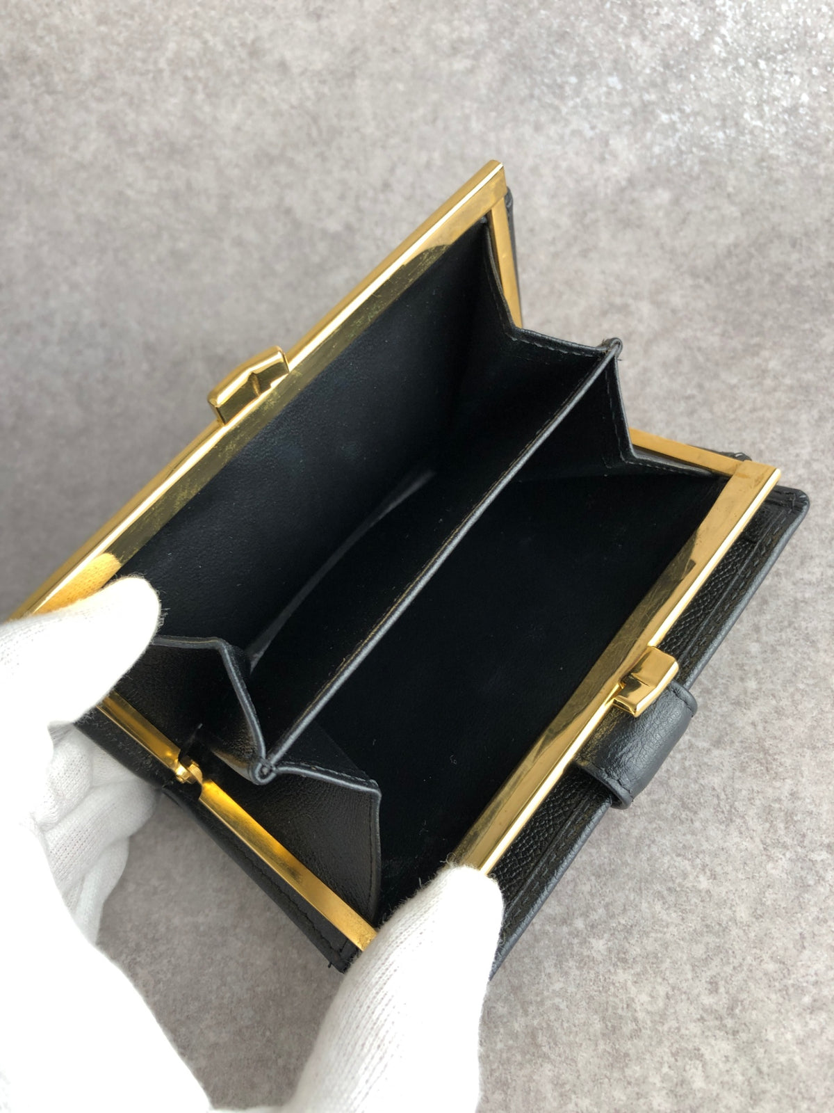 Yves Saint Laurent YSL Logo Folded Wallet Black Vintage 8mt2m4