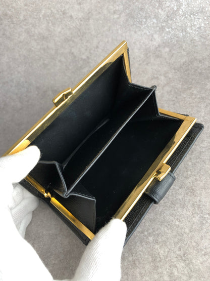Yves Saint Laurent YSL Logo Folded Wallet Black Vintage 8mt2m4