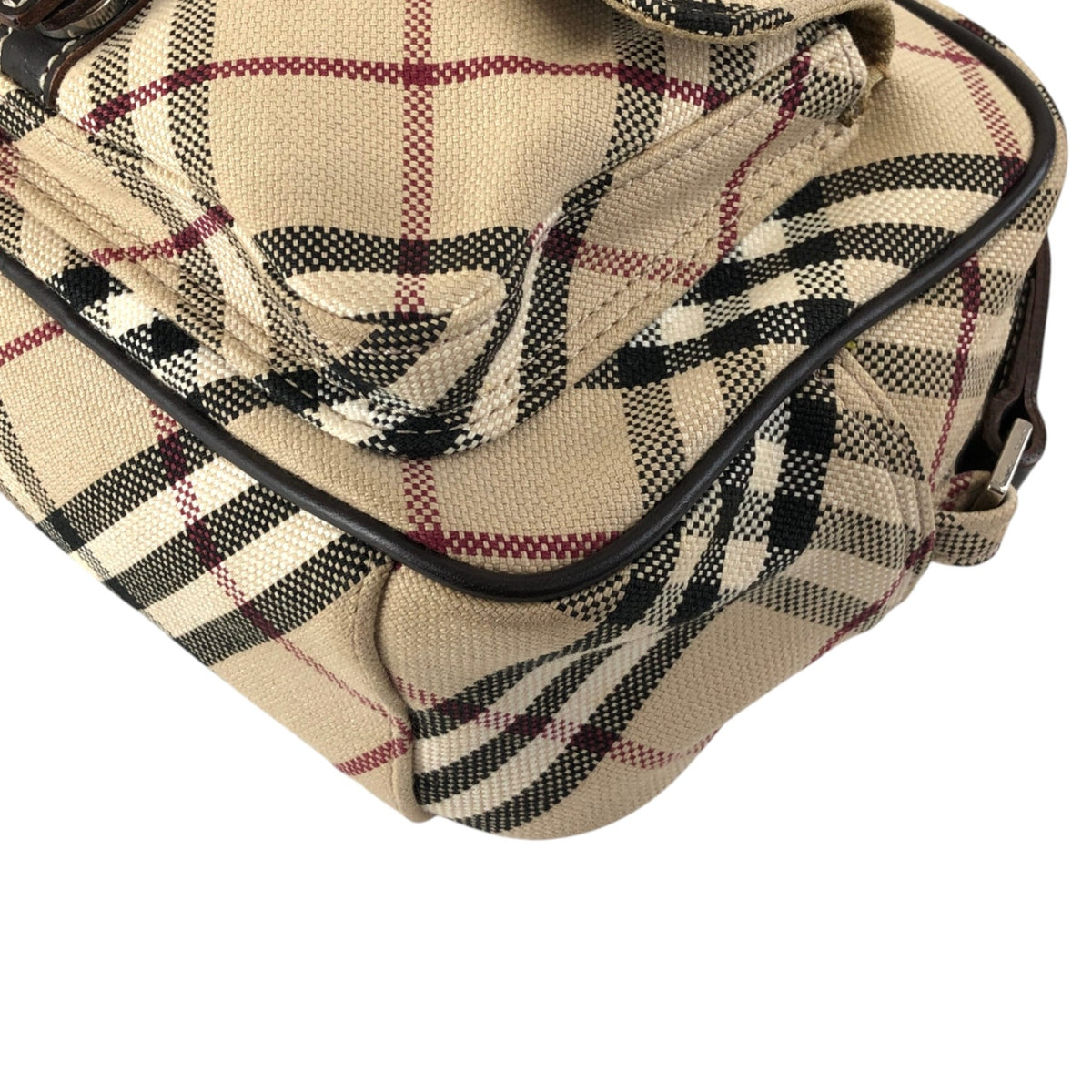 BURBERRY Check Front Buckle Shoulder bag Beige Vintage v45pfb