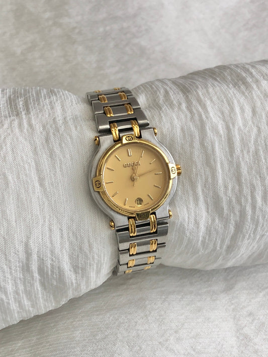 GUCCI Quartz Watch Silver×Gold 9000L Vintage hh8pxb