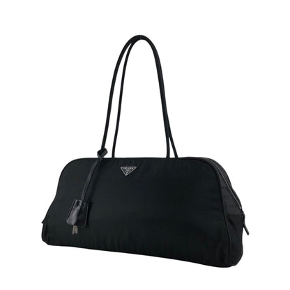 PRADA Tessuto Triangle Logo Padlock Small Boston bag Handbag Black Vintage a3zkst