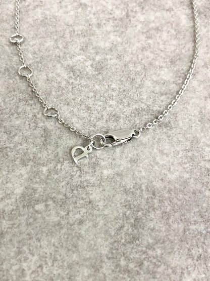Christian Dior Logo Motif Rhinestone Necklace Silver Vintage 7cngfa