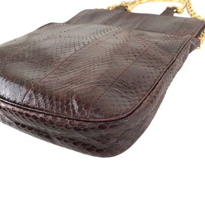 CELINE Two-way Handbag Chain Shoulder bag Brown Vintage 2b68me