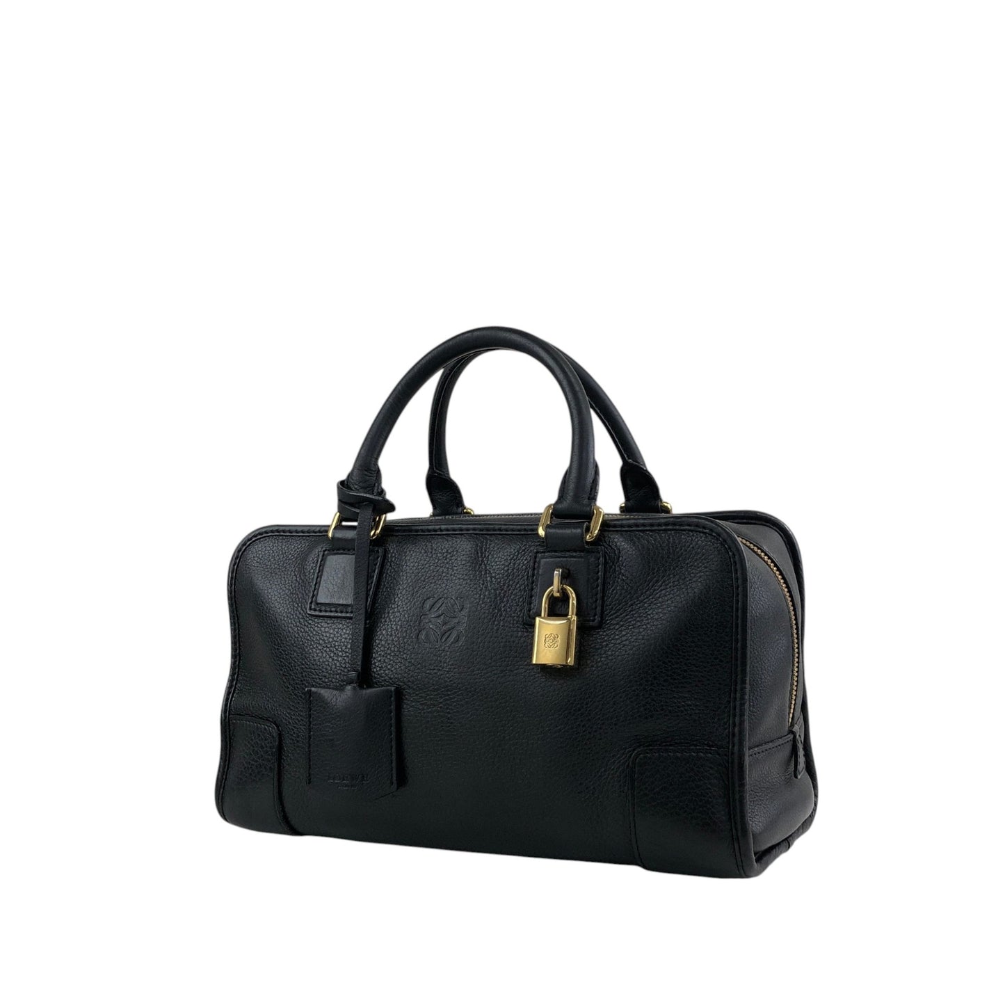 LOEWE Amazona28 Anagram Small Boston bag Handbag Black Vintage jti3x5