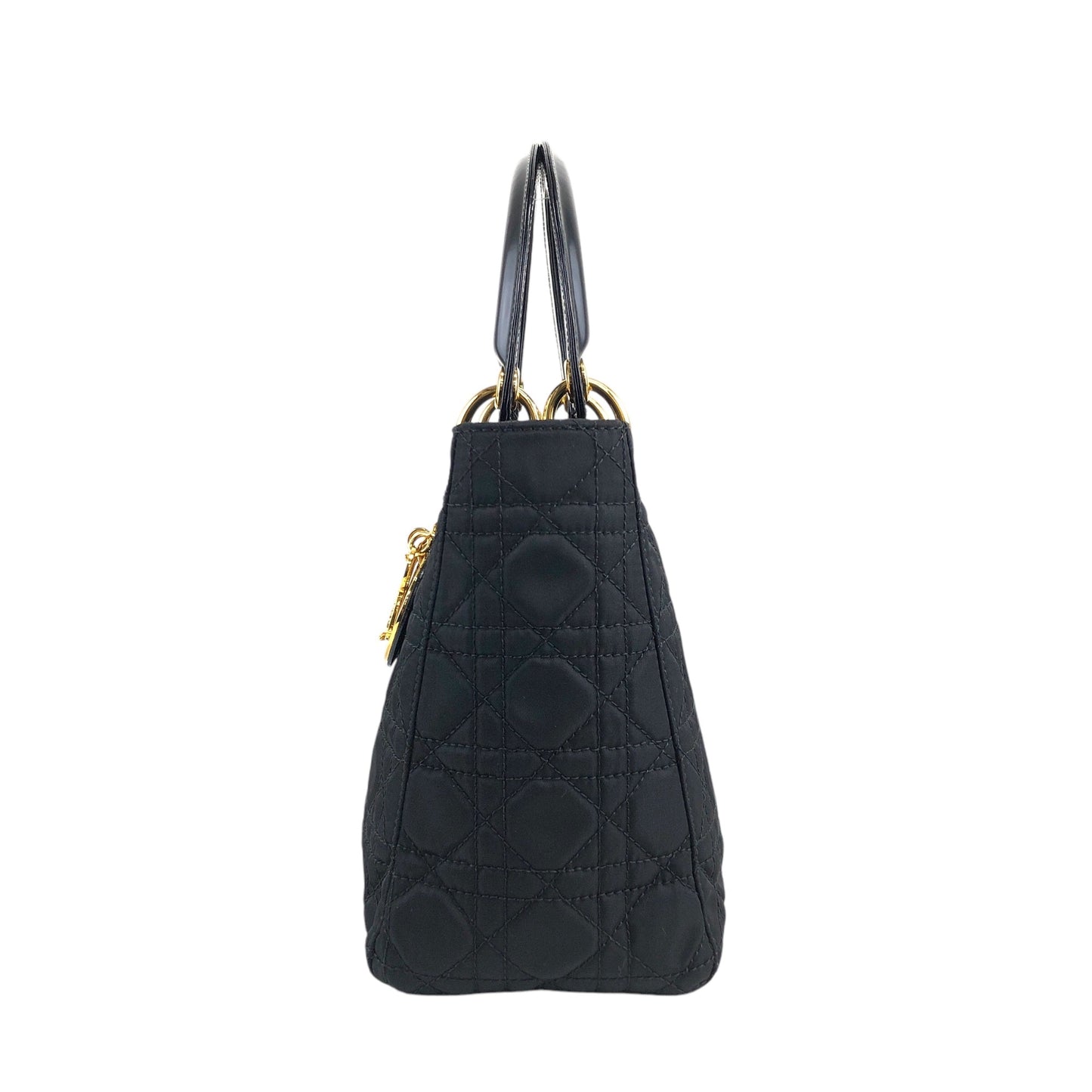 Christian Dior Lady Dior Cannage Logo Charm Two-way Handbag Shoulder bag Black Vintage wn3rsu