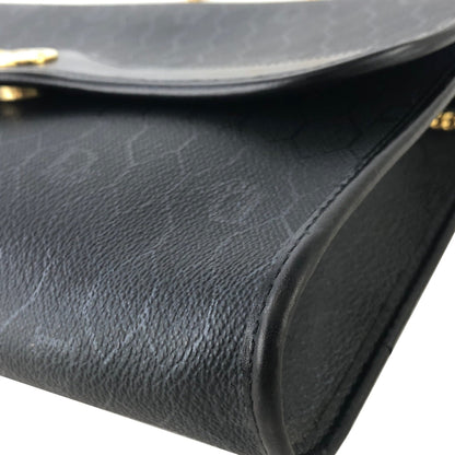 Christian Dior Logo Honeycomb Pattern Drawstring Chain Crossbody Shoulder bag Black Vintage fm82u8