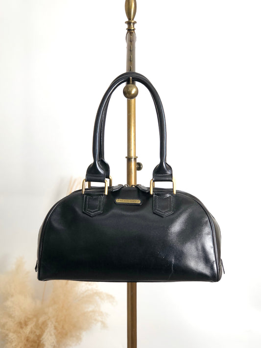 BURBERRY Logo Small Boston bag Handbag Black Vintage djr8rb
