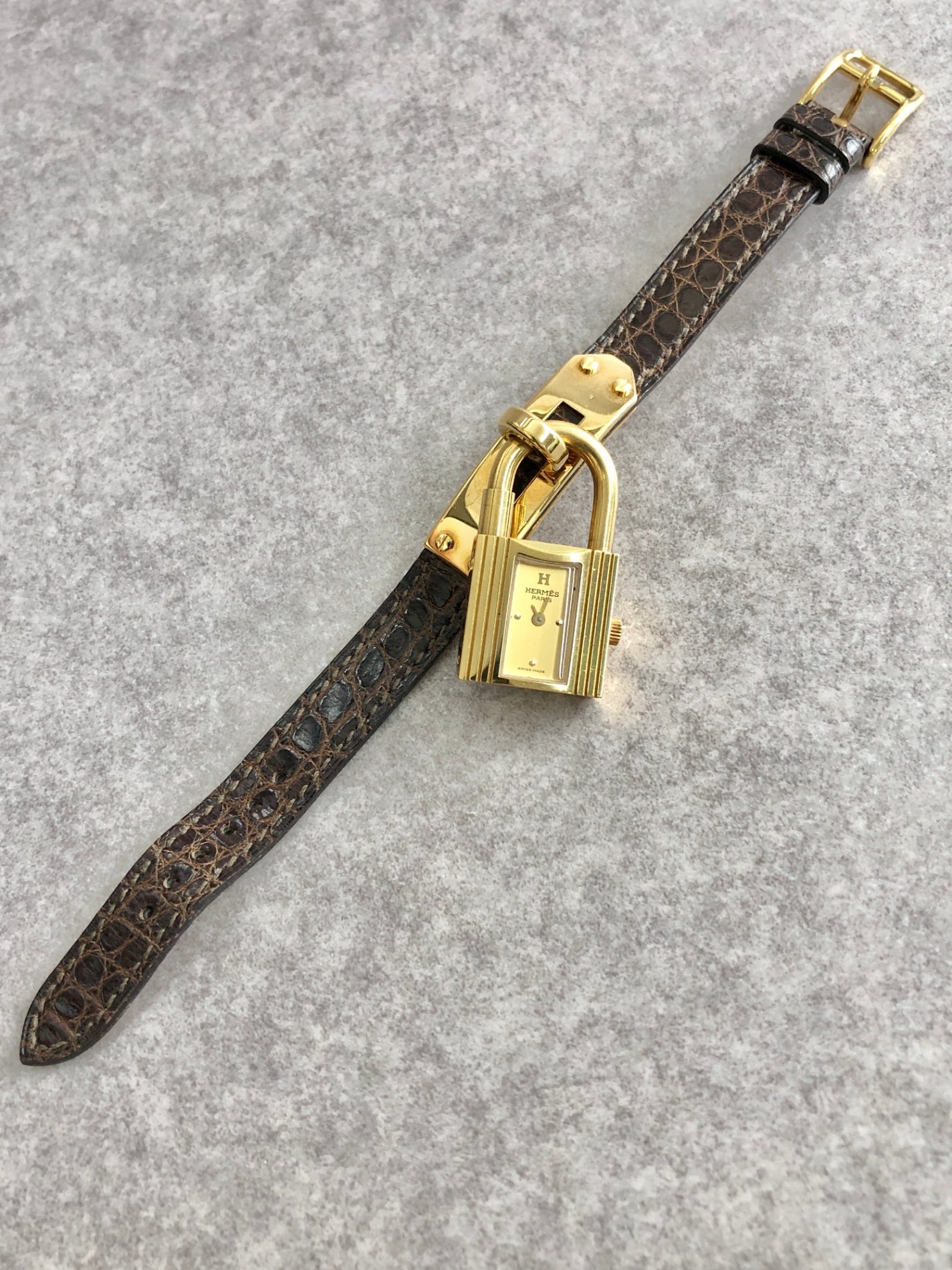 HERMES Watch Brown Vintage ih5tvr