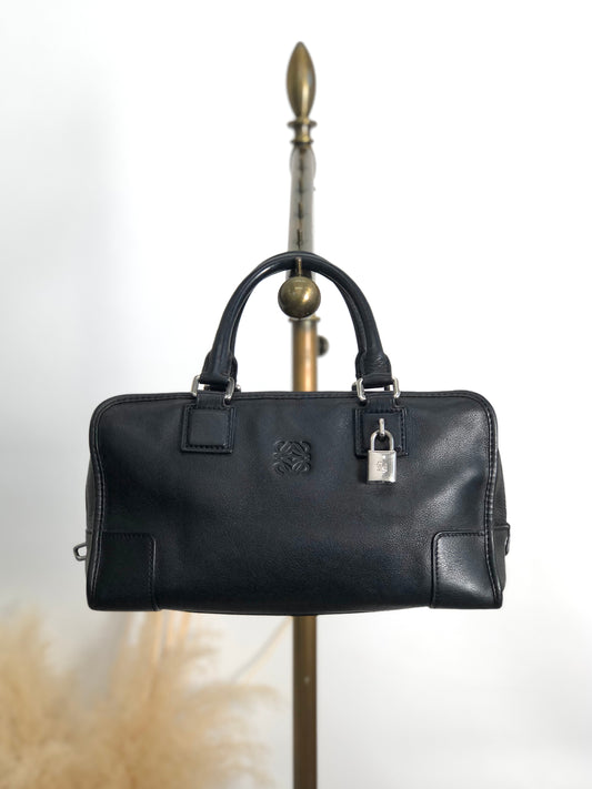 LOEWE Amazona28 Padlock Small Boston bag Handbag Black Vintage vbp8aw