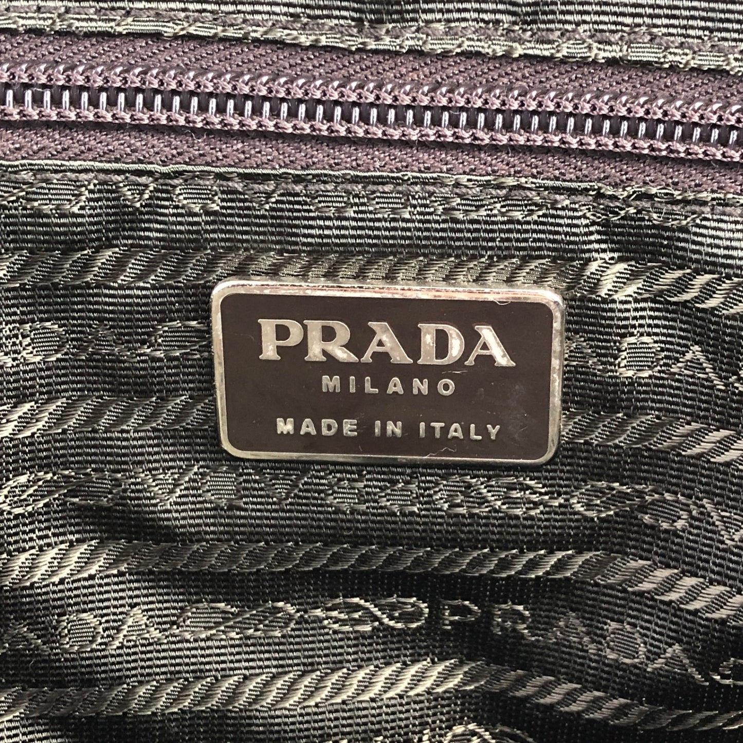 PRADA Tessuto Triangle Logo Padlock Shoulder bag Khaki Vintage kyp5pt