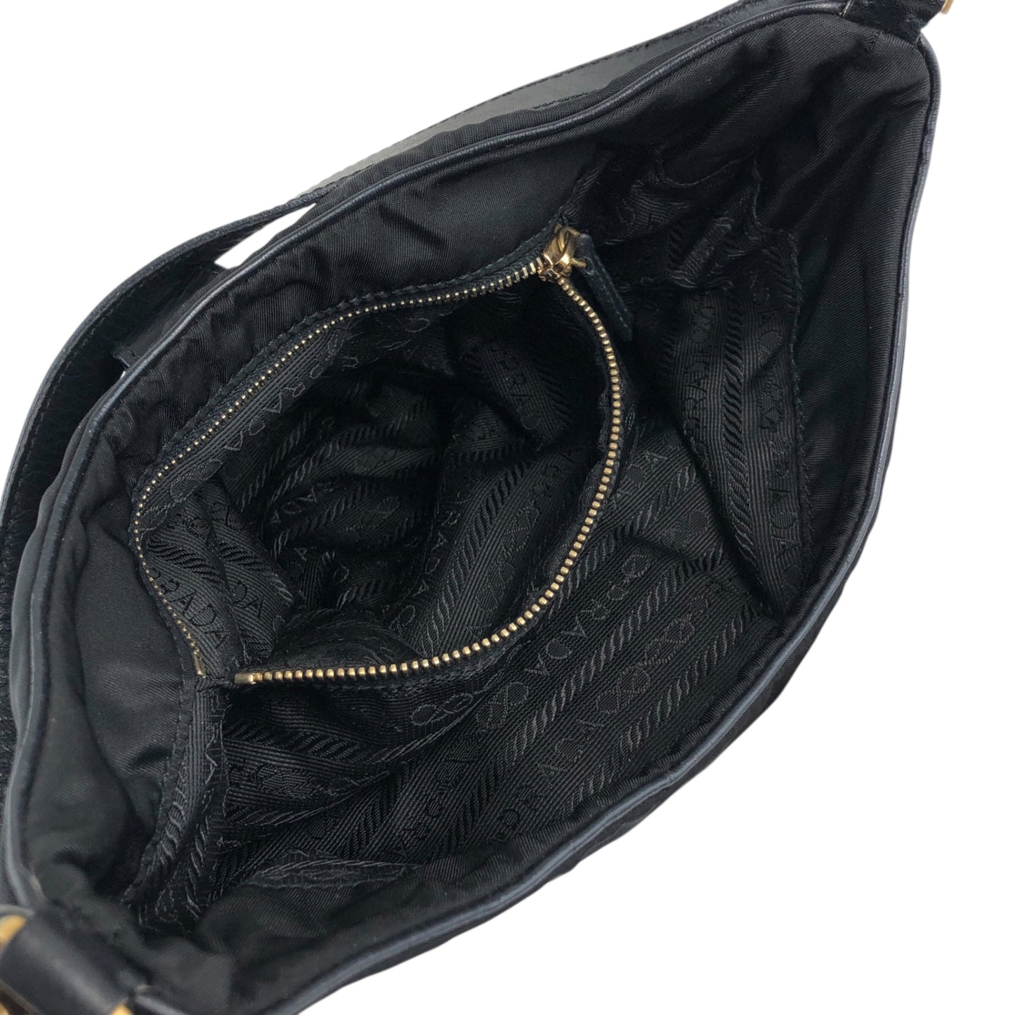 PRADA Tessuto Triangle Logo Turn Lock Shoulder bag Black Vintage 5mvw3a
