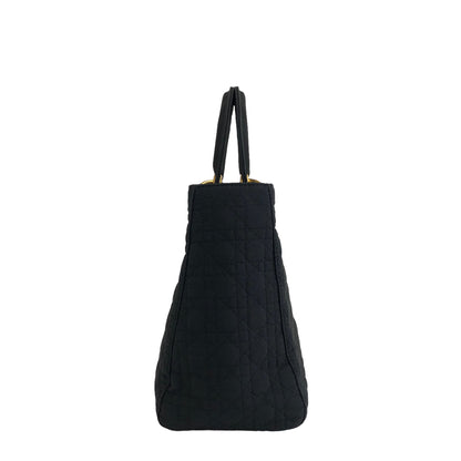Christian Dior  Lady Dior Cannage CD Logo Charm Nylon Two-way Handbag Shoulder bag Black Vintage vwagxx