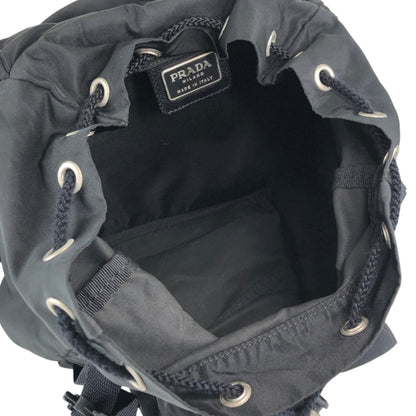 PRADA Tessuto Triangle Logo Front Buckle Backpack Black Vintage 2mkph6