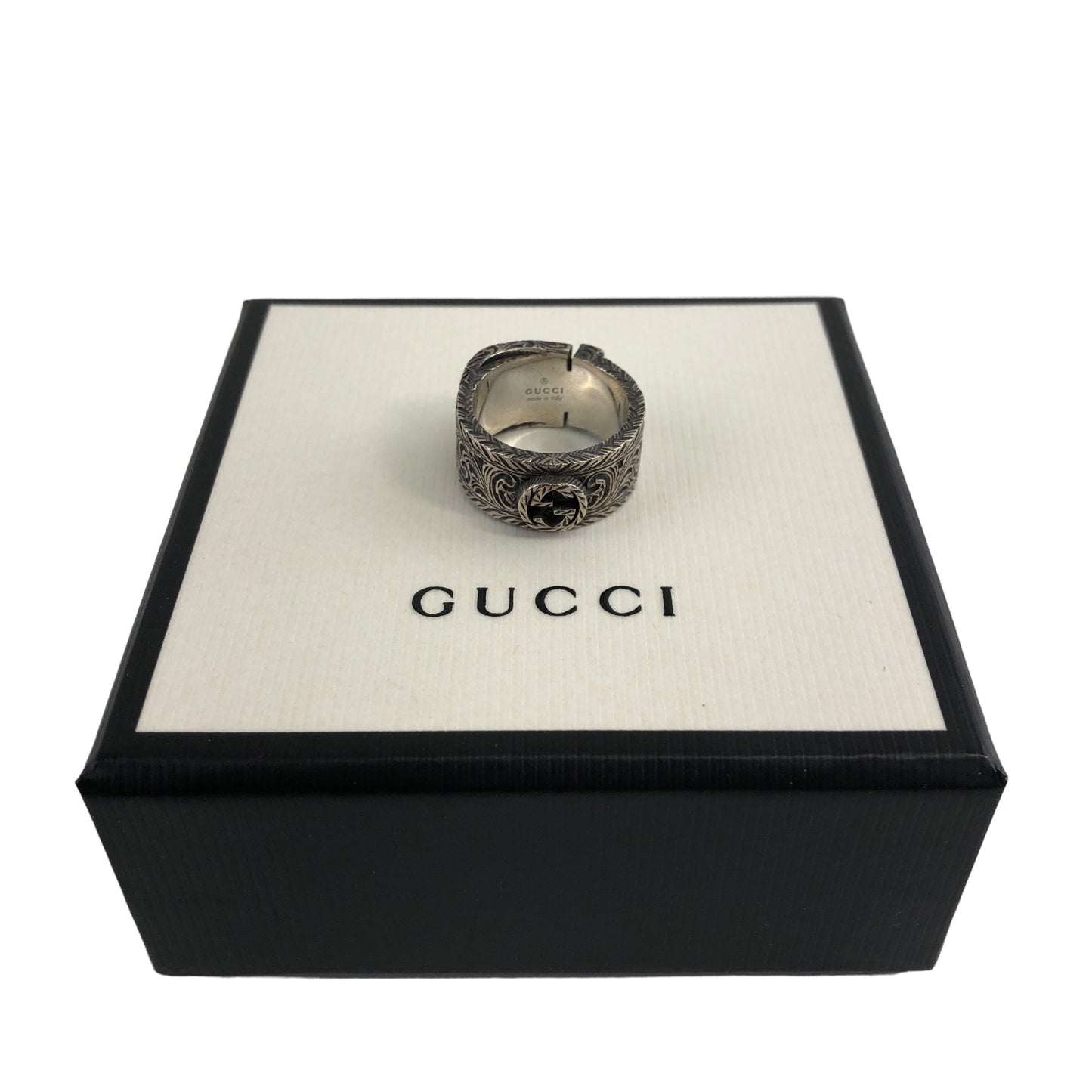 GUCCI Interlocking Ring Silver Vintage 4avugi